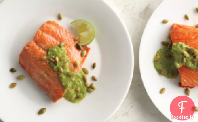 Saumon Poêlé aux Graines de Citrouille - Pesto de Coriandre