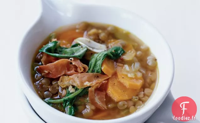Soupe de Lentilles au Jambon Serrano et Roquette