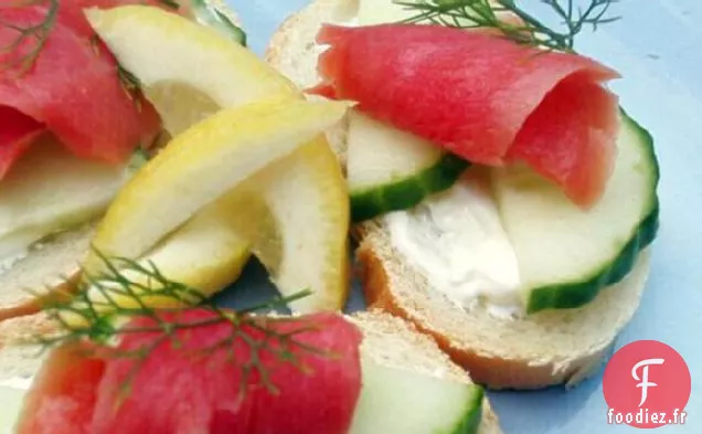 Sandwichs au Thé au Saumon à Face Ouverte