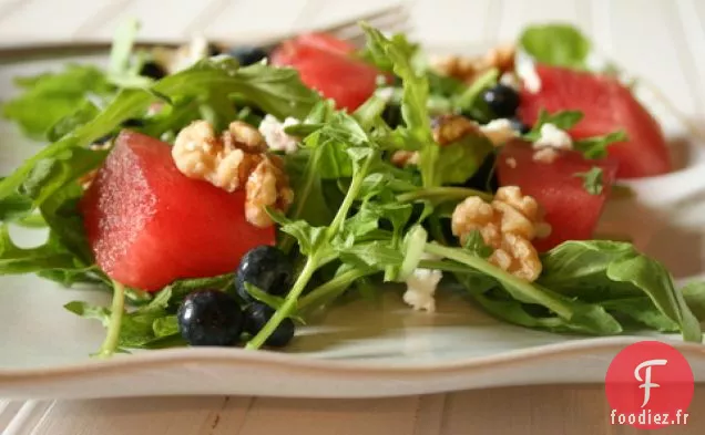 Salade De Roquette Au Melon D'Eau Et Au Fromage De Chèvre