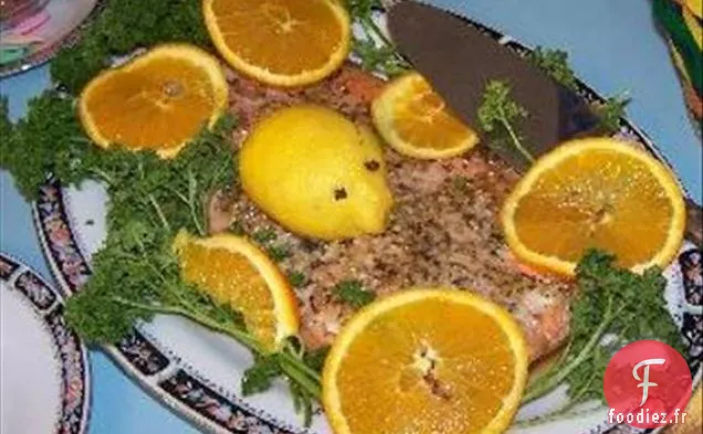 Saumon Poêlé Aux Raisins sur un lit de Légumes Verts