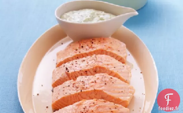 Saumon Poché aux Haricots de Lima et Vinaigrette Déesse Verte