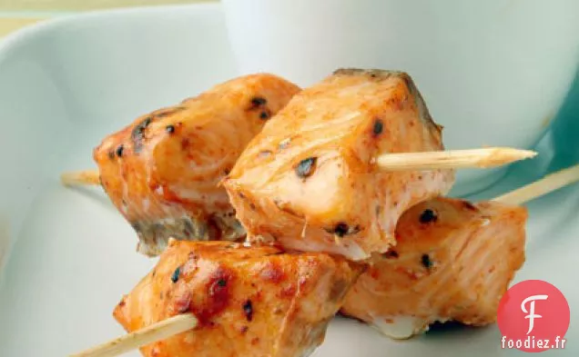 Brochettes de Saumon Sauce Romesco