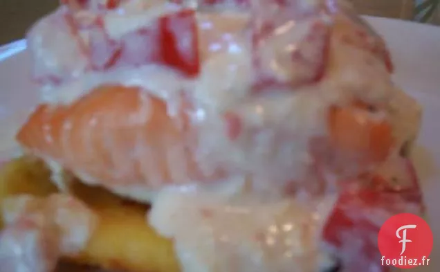Saumon sur Gritcakes À La Tomate Alfredo