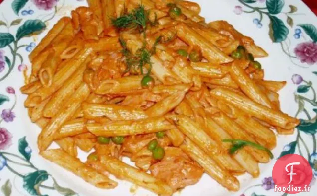 Penne à la Crème de Vodka et Saumon Fumé