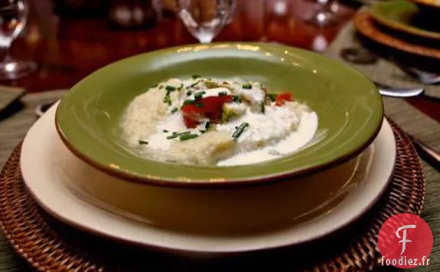 Soupe de Maïs Réfrigérée Aux Tomates, Avocat et Citron Vert