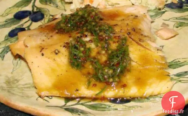 Saumon Rôti À La Cassonade Avec Sauce À L'Érable-Moutarde-Aneth