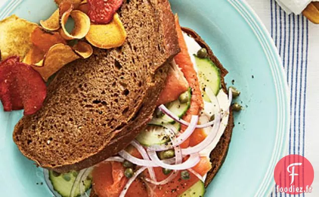 Sandwich au Saumon fumé sur Pumpernickel