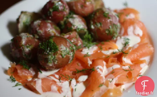 Dîner ce soir : Salade de Pommes de Terre au Saumon Fumé et Crème Fraîche au Raifort