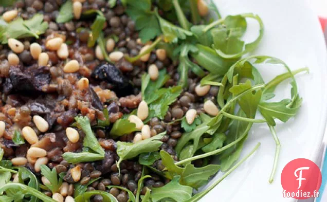 Aubergines, Lentilles Et Roquette