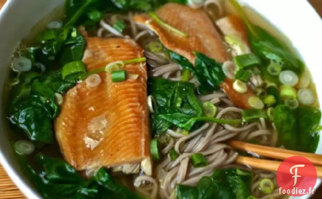 Dîner Ce soir: Soupe de Nouilles Soba aux Épinards et Truite Fumée