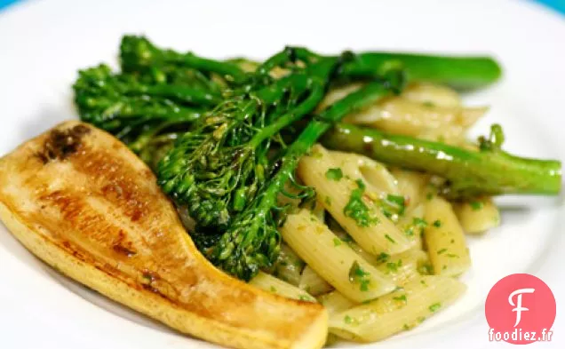 Penne Au Pesto De Roquette Pistache Et Légumes Glacés Au Balsamique