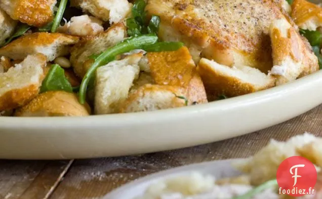 Cuisses de Poulet Croustillantes et Salade de Pain Chaud