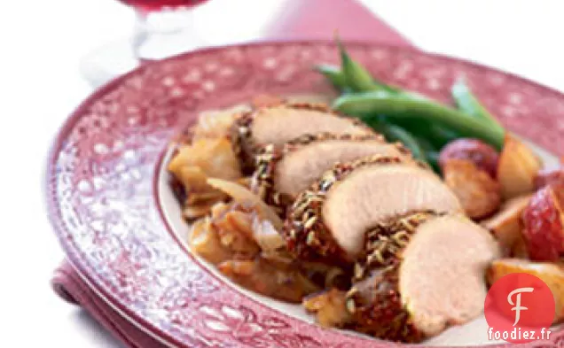 Filet de Porc aux Pommes et Oignons Rôtis