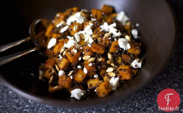 Salade De Courge Épicée Aux Lentilles Et Au Fromage De Chèvre