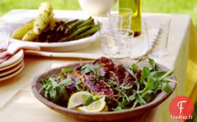 Crabe À Carapace Molle Grillé, Maïs Et Asperges Au Pesto De Roquette