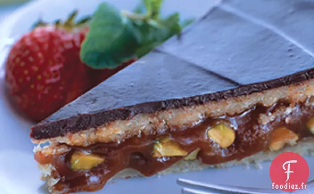 Torte Caramel-Pistache avec Halva et Chocolat Noir