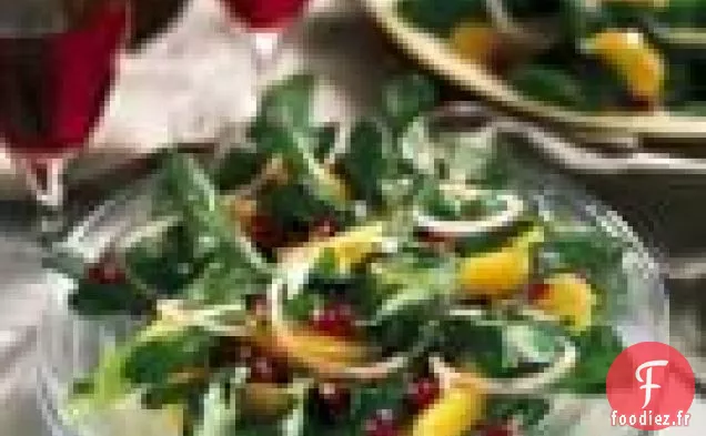 Salade Roquette-orange À La Grenade - Vinaigrette Au Vin Blanc