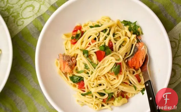 Spaghetti De Saumon Aux Tomates Prunes Et Avocat