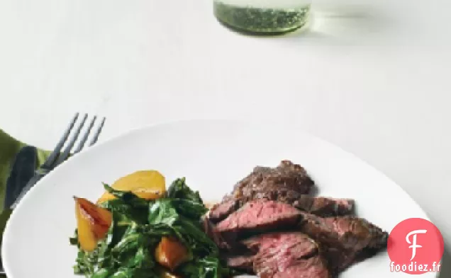 Jupe Steak avec Betteraves et Légumes verts