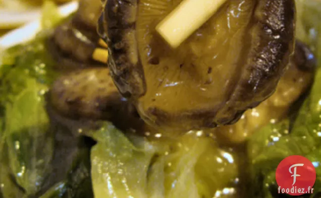 Légumes Verts Sautés au Porc, Shiitakes et Sauce aux Haricots Noirs