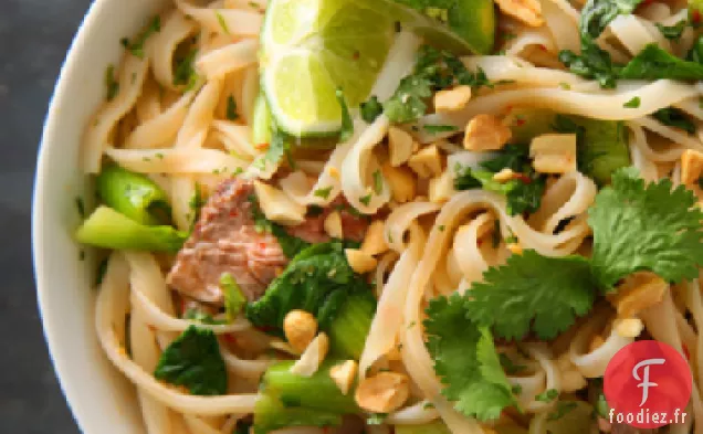 Steak Poêlé aux Nouilles de Riz Épicées