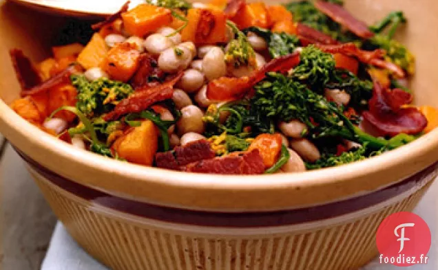 Salade de Haricots aux Canneberges avec Courge Musquée et Rabe au Brocoli