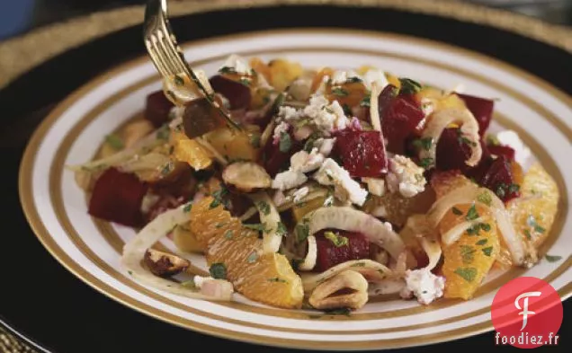Salade De Betteraves Dorées Et Cramoisies Aux Oranges, Fenouil Et Feta