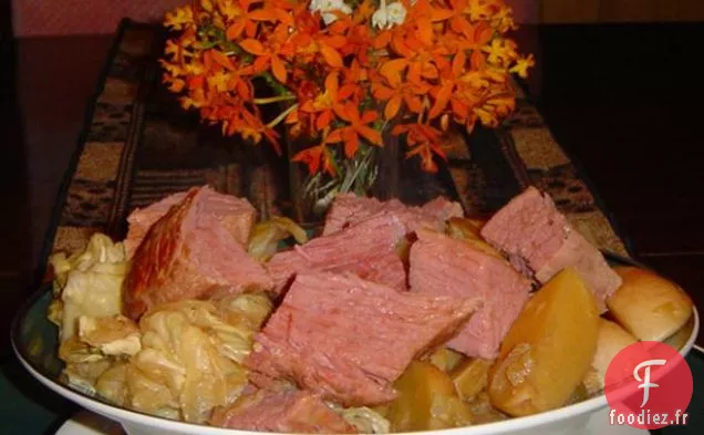 Poitrine de Bœuf Corned aux pommes pour la Mijoteuse