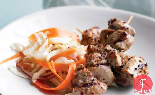 Brochettes de Dinde à la Salade de chou