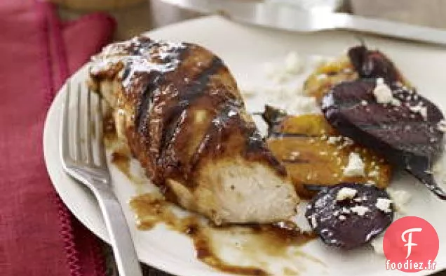 Poulet Glacé Abricot-balsamique Aux Betteraves Grillées
