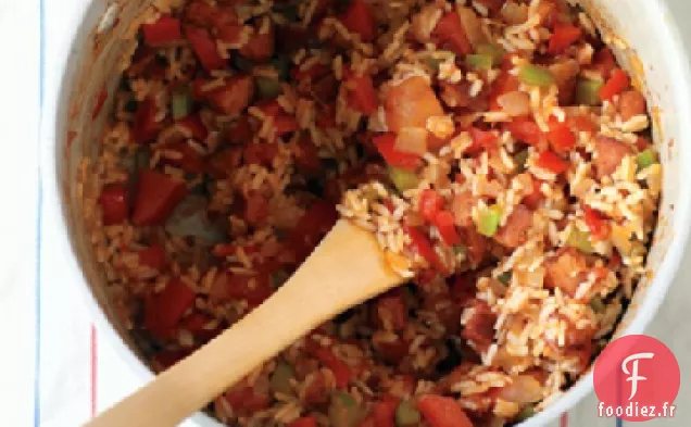 Riz Rouge avec Saucisse et Poivrons
