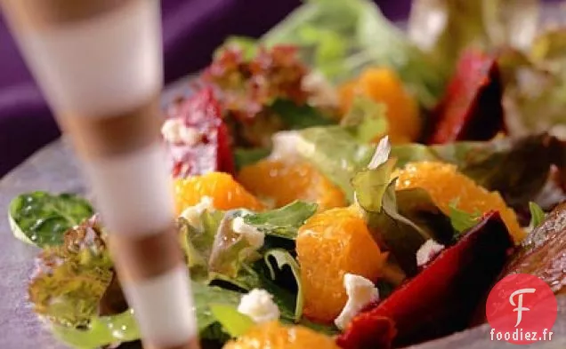 Salade de Champs aux Mandarines, Betteraves Rôties et Feta