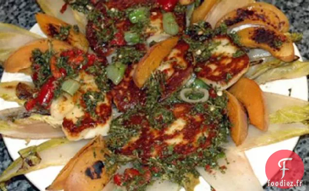 Salade Halloumi Chaude Avec Vinaigrette Au Piment