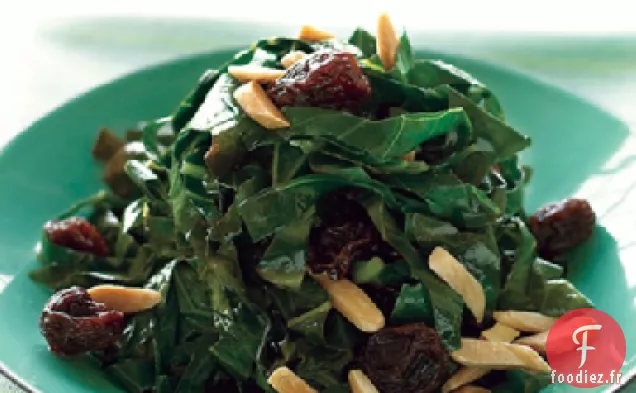 Légumes Verts de Collard sautés aux Raisins secs