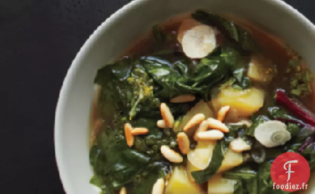 Soupe aux Trois Verts avec Gremolata aux Épinards