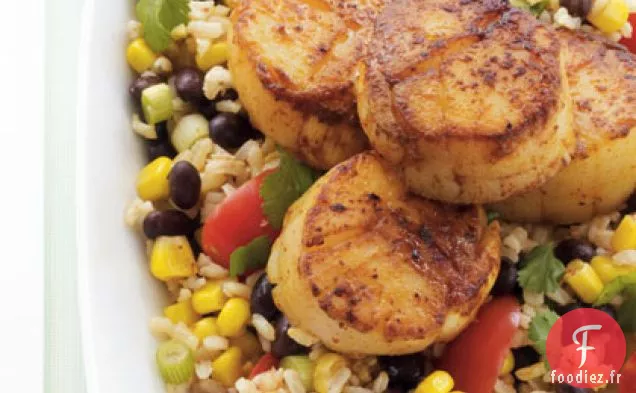 Pétoncles Poêlés avec Salade de Riz du Sud-Ouest