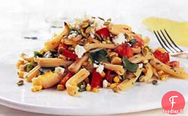 Salade de Pâtes Chaudes au Maïs Rôti et aux Poblanos