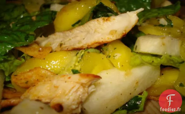 Salade de Poulet, Mangue et Jicama Avec Vinaigrette Tequila-Lime