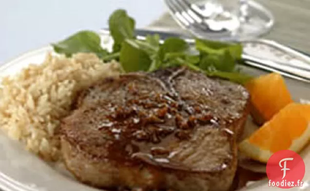Côtelettes de Porc Braisées à la Sauce Orange-Moutarde