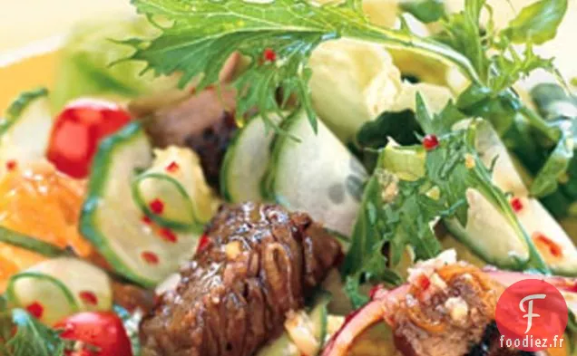 Salade de Steak d'Été avec Vinaigrette au Gingembre et au Citron vert