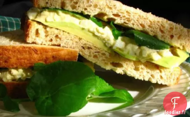 Sandwich à la Salade d'Œufs À l'Avocat et au Cresson