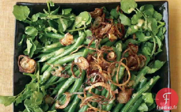 Salade de Haricots Verts, Cresson et Échalote Croustillante