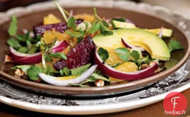 Salade de Betteraves Rôties, Avocat et Cresson