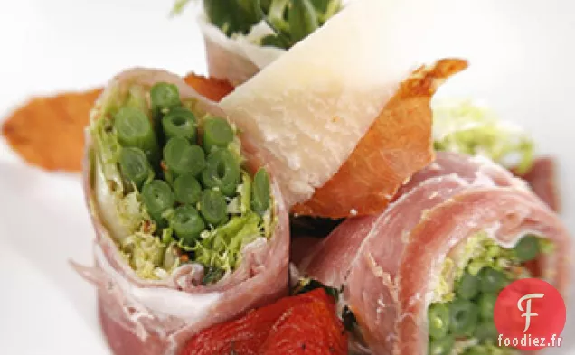 Salade de Haricots Tendres avec Proscuitto, Tomates Rôties et Parmesan