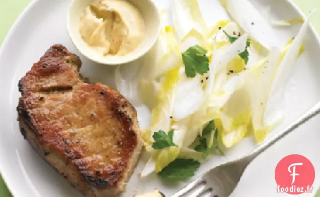 Côtelettes de Porc avec Salade d'Endives et Moutarde au Carvi