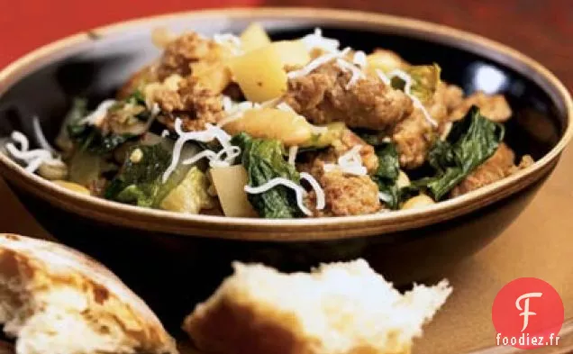 Ragoût de Saucisses, Scarole et Haricots Blancs