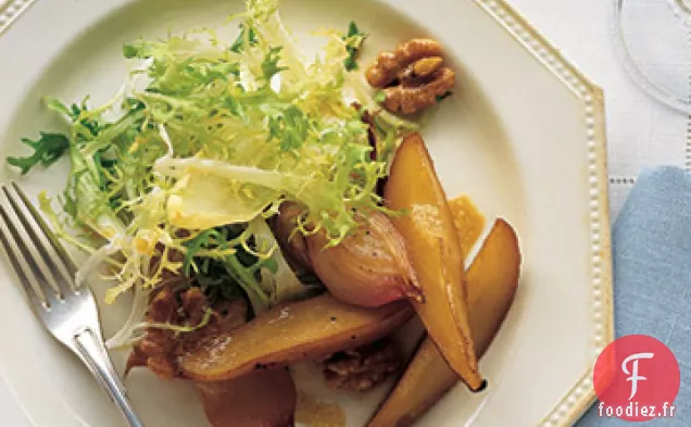 Salade de Poire Rôtie et Échalote Au Xérès - Vinaigrette Dijonnaise