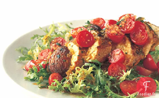 Poulet Sauté à la Vinaigrette Tomate-Safran sur Frisée
