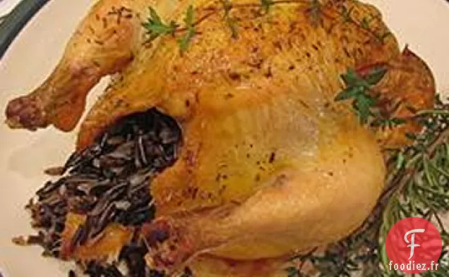 Poule de Gibier Farcie au Riz Sauvage et aux Champignons